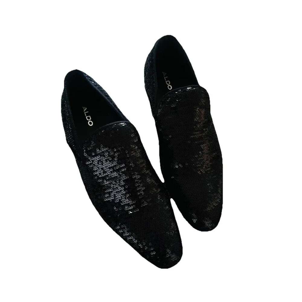 Aldo Black Sequin Michael Jackson Inspo Cosplay Men's Slip-On Dress Shoe SZ 8